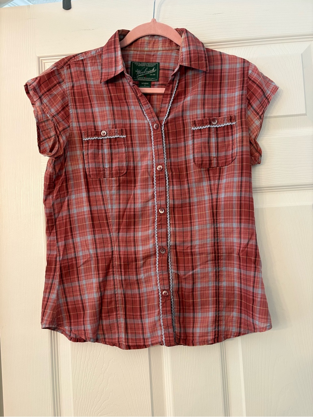 Woolrich Red Plaid Short Sleeve Button-Down Shirt